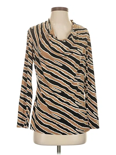 Pre-owned Adrienne Vittadini Long Sleeve Blouse In Tan