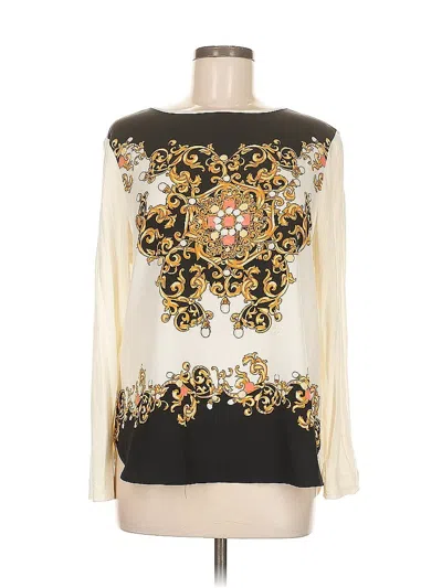 Pre-owned Adrienne Vittadini Long Sleeve Blouse In White