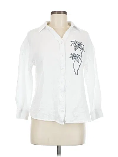 Pre-owned Adrienne Vittadini Long Sleeve Blouse In White