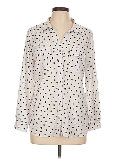 Pre-owned Adrienne Vittadini Long Sleeve Blouse In White