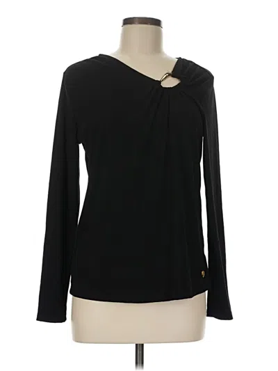 Pre-owned Adrienne Vittadini Long Sleeve Top Black One Shoulder Neckline Tops