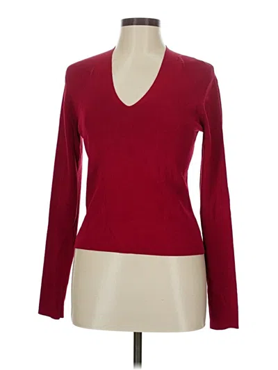 Pre-owned Adrienne Vittadini Long Sleeve Top Burgundy V Neck Tops