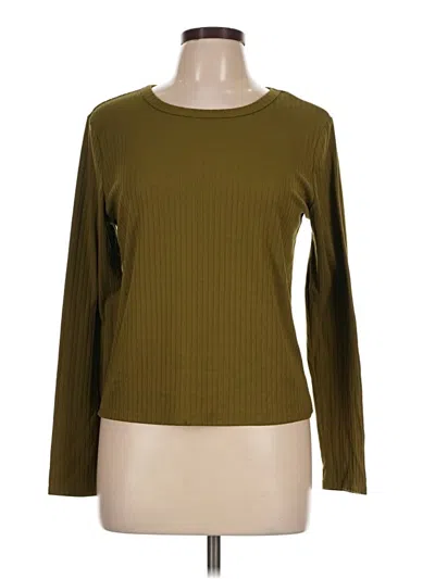 Pre-owned Adrienne Vittadini Long Sleeve Top Green Boatneck Tops