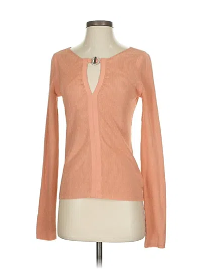 Pre-owned Adrienne Vittadini Long Sleeve Top Orange Keyhole Neckline Tops