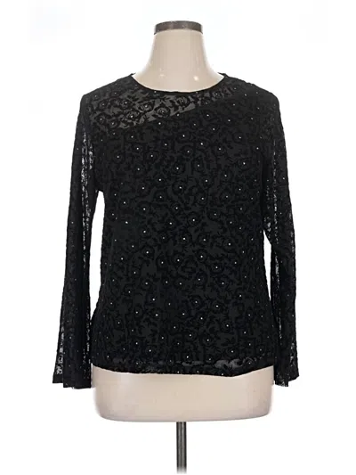 Pre-owned Adrienne Vittadini Long Sleeve T-shirt In Black