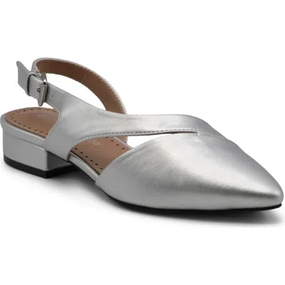 Adrienne Vittadini Pasca Pointed Toe Flat In Silver Metallic
