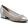 Adrienne Vittadini Patel Crystal Flat In Silver Mesh