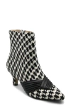 Adrienne Vittadini Pazzi Pleated Kitten Heel Bootie In Black Houndstooth