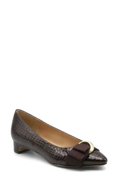 Adrienne Vittadini Penchant Croc Embossed Faux Leather Pump In Dk Brn Croc