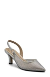 Adrienne Vittadini Piperrs Crystal Kitten Heel Slingback Pump In Silver Sparkle