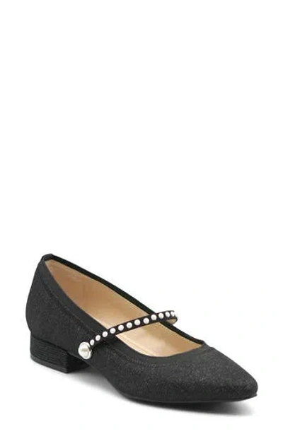 Adrienne Vittadini Piso Mary Jane Flat In Black Sparkle