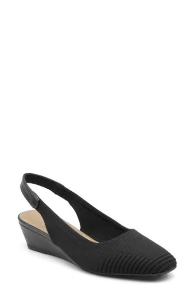 Adrienne Vittadini Pluto Slingback Wedge Pump In Black Knit