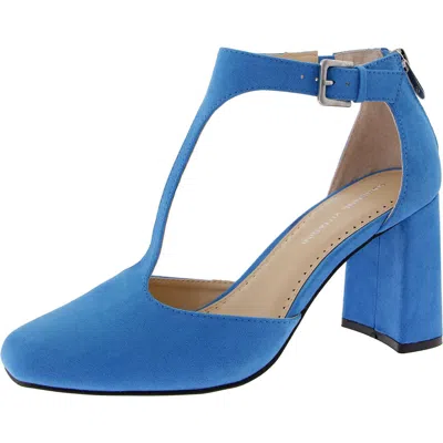 Adrienne Vittadini Poetic Womens Zipper Faux Suede Block Heels In Blue