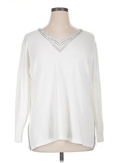 Pre-owned Adrienne Vittadini Pullover Sweater In White