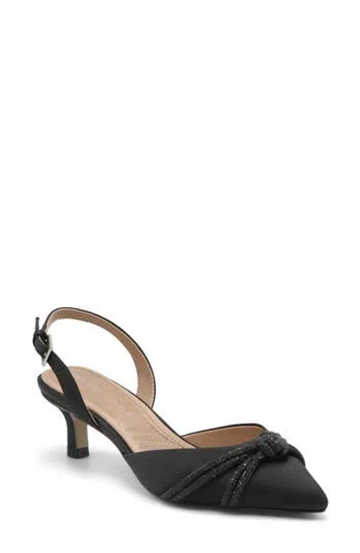 Adrienne Vittadini Sabriel Kitten Heel Slingback Pump In Black Satin