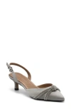 Adrienne Vittadini Sabriel Kitten Heel Slingback Pump In Silver Satin