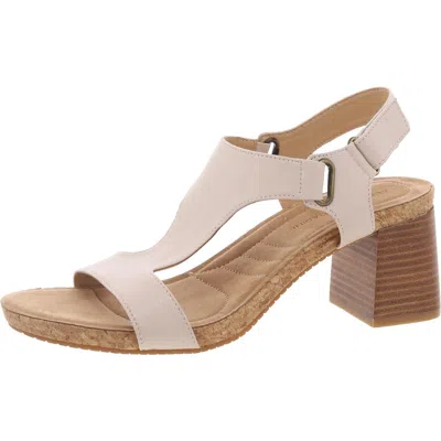 Adrienne Vittadini Salud Womens Block Heel Faux Leather T-strap Sandals