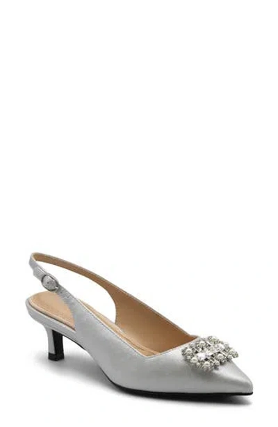 Adrienne Vittadini Savblanc Kitten Heel Slingback Pump In Silver