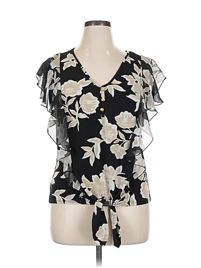 Pre-owned Adrienne Vittadini Short Sleeve Blouse In Black