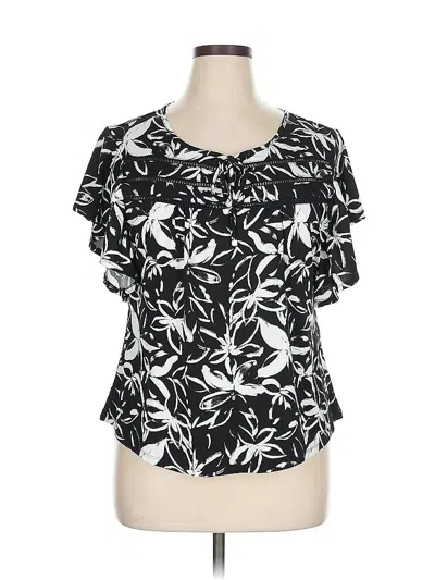 Pre-owned Adrienne Vittadini Short Sleeve Blouse In Black