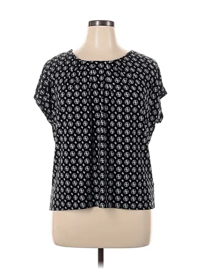 Pre-owned Adrienne Vittadini Short Sleeve Blouse In Black
