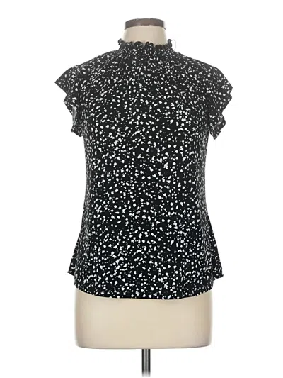 Pre-owned Adrienne Vittadini Short Sleeve Blouse In Black