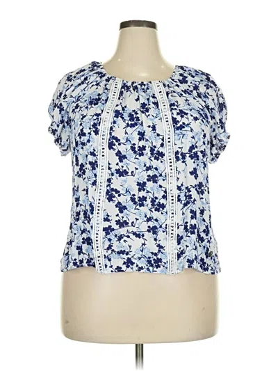 Pre-owned Adrienne Vittadini Short Sleeve Blouse In Blue