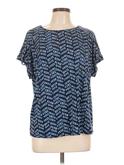 Pre-owned Adrienne Vittadini Short Sleeve Blouse In Blue
