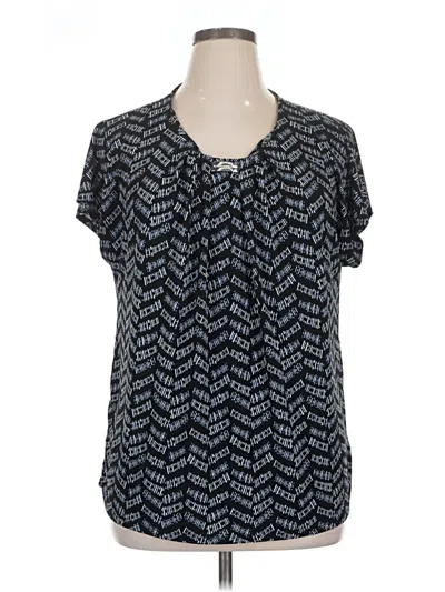 Pre-owned Adrienne Vittadini Short Sleeve Blouse In Blue