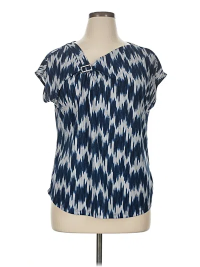 Pre-owned Adrienne Vittadini Short Sleeve Blouse In Blue