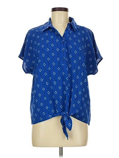 Adrienne Vittadini Short Sleeve Blouse In Blue