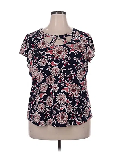 Pre-owned Adrienne Vittadini Short Sleeve Blouse In Blue