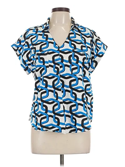 Pre-owned Adrienne Vittadini Short Sleeve Blouse In Blue