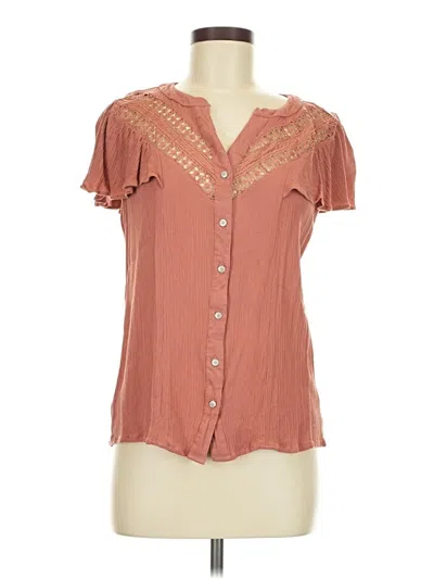 Pre-owned Adrienne Vittadini Short Sleeve Blouse In Brown