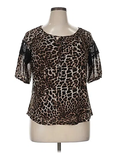 Pre-owned Adrienne Vittadini Short Sleeve Blouse In Brown