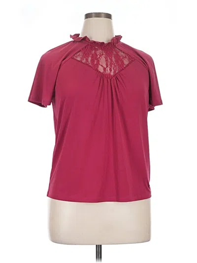 Pre-owned Adrienne Vittadini Short Sleeve Blouse In Burgundy