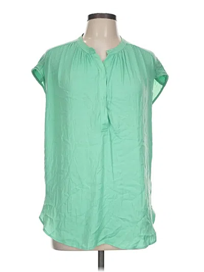 Pre-owned Adrienne Vittadini Short Sleeve Blouse In Green