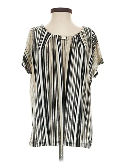 Pre-owned Adrienne Vittadini Short Sleeve Blouse In Ivory