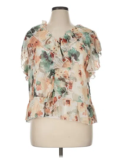 Pre-owned Adrienne Vittadini Short Sleeve Blouse In Ivory