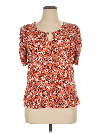 Pre-owned Adrienne Vittadini Short Sleeve Blouse In Orange