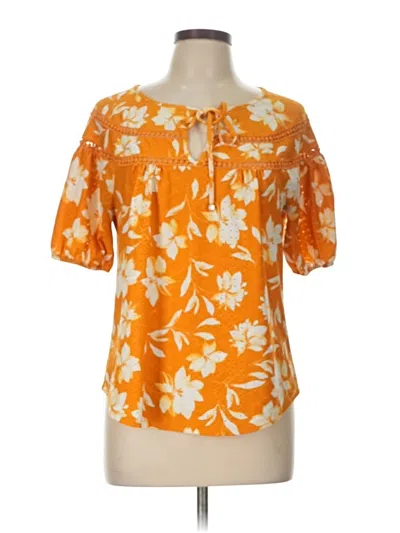 Pre-owned Adrienne Vittadini Short Sleeve Blouse In Orange