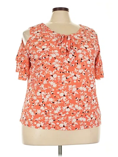 Pre-owned Adrienne Vittadini Short Sleeve Blouse In Orange