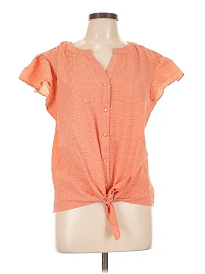 Pre-owned Adrienne Vittadini Short Sleeve Blouse In Orange