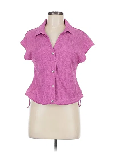 Pre-owned Adrienne Vittadini Short Sleeve Blouse In Pink