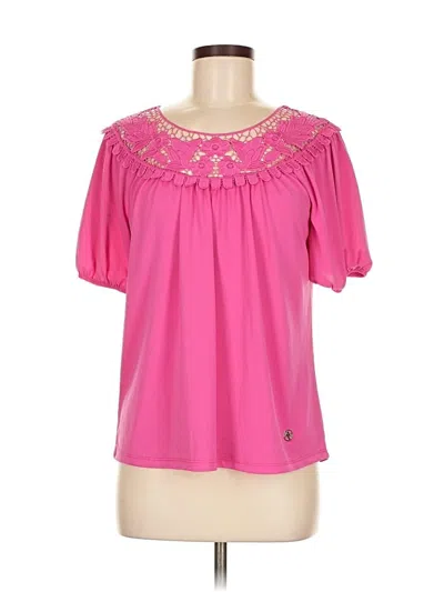 Pre-owned Adrienne Vittadini Short Sleeve Blouse In Pink