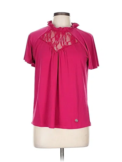 Pre-owned Adrienne Vittadini Short Sleeve Blouse In Pink