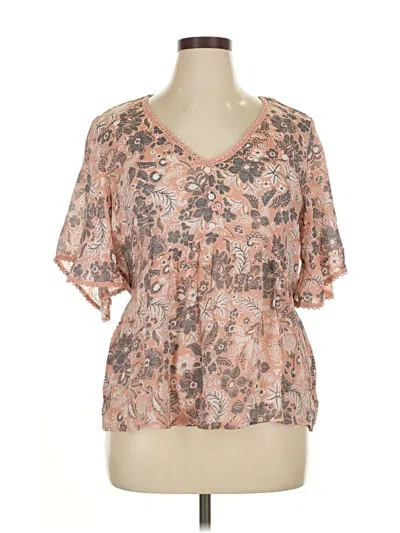 Pre-owned Adrienne Vittadini Short Sleeve Blouse In Pink