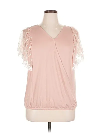Pre-owned Adrienne Vittadini Short Sleeve Blouse In Pink