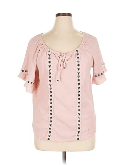 Pre-owned Adrienne Vittadini Short Sleeve Blouse In Pink