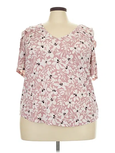 Pre-owned Adrienne Vittadini Short Sleeve Blouse In Pink